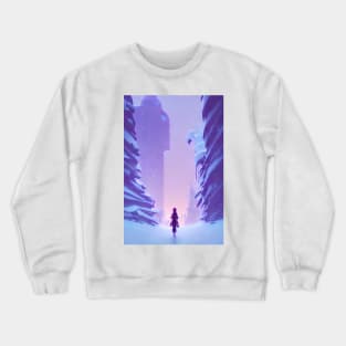 Anime Girl Night Snowy Christmas Landscape Crewneck Sweatshirt